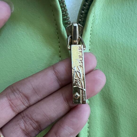 Vintage Y2K Black Rivet Apple Green Genuine Leather Full Zip Fitted Jacket M - Picture 3 of 8